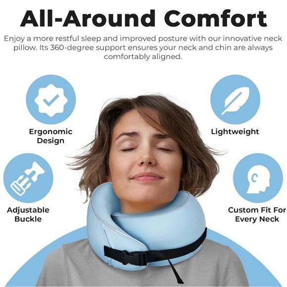 Modern Maze 360 Shaped Memory Foam  Pillow with all Around Blue - Picture 3 of 9